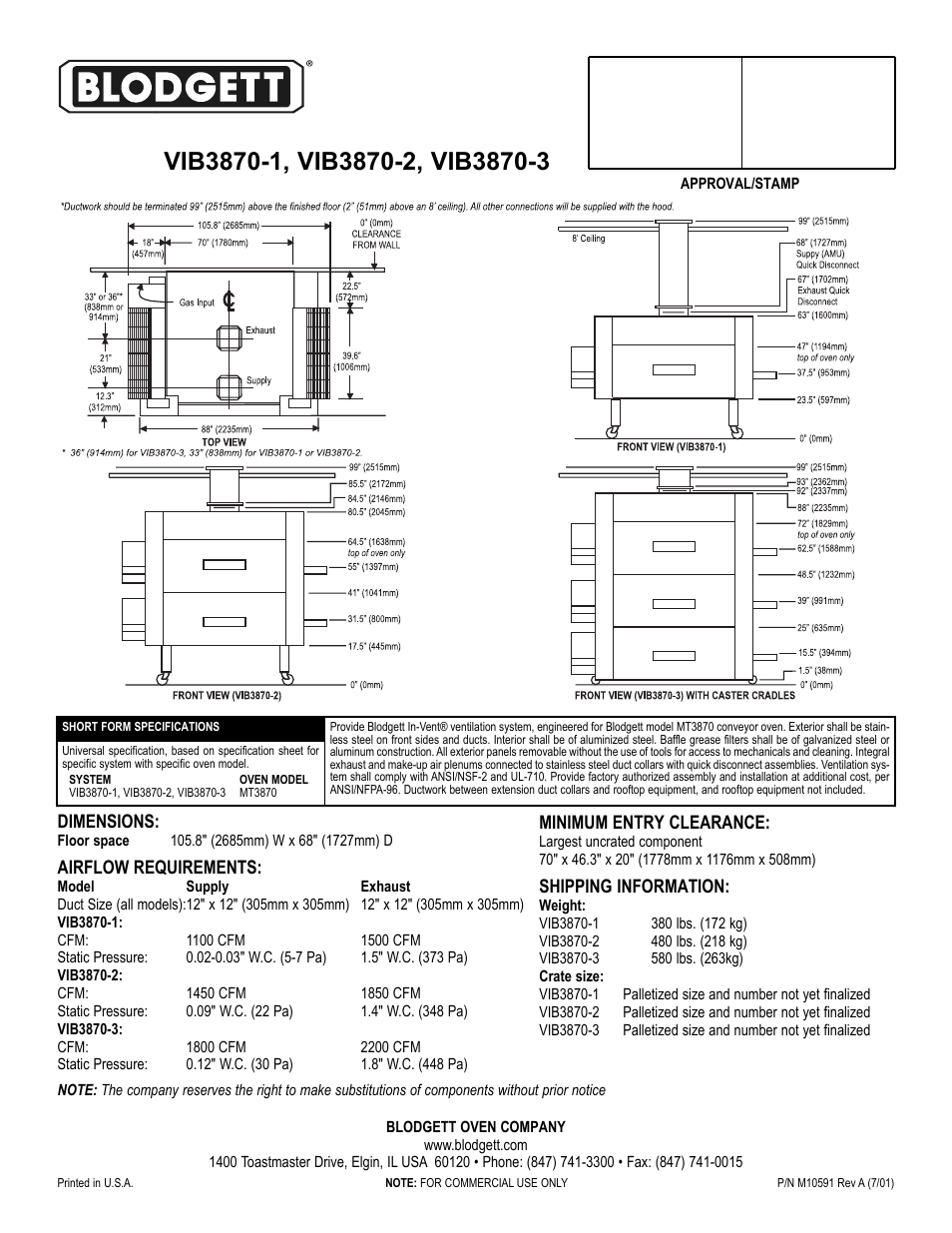 Blodgett IN-VENT VIB3870-2 User Manual | Page 2 / 2