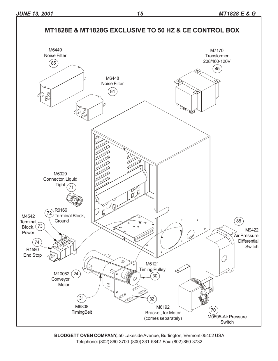 Blodgett CONVEYOR OVEN REPLACEMENT PARTS MT1828E User Manual | Page 15 / 15