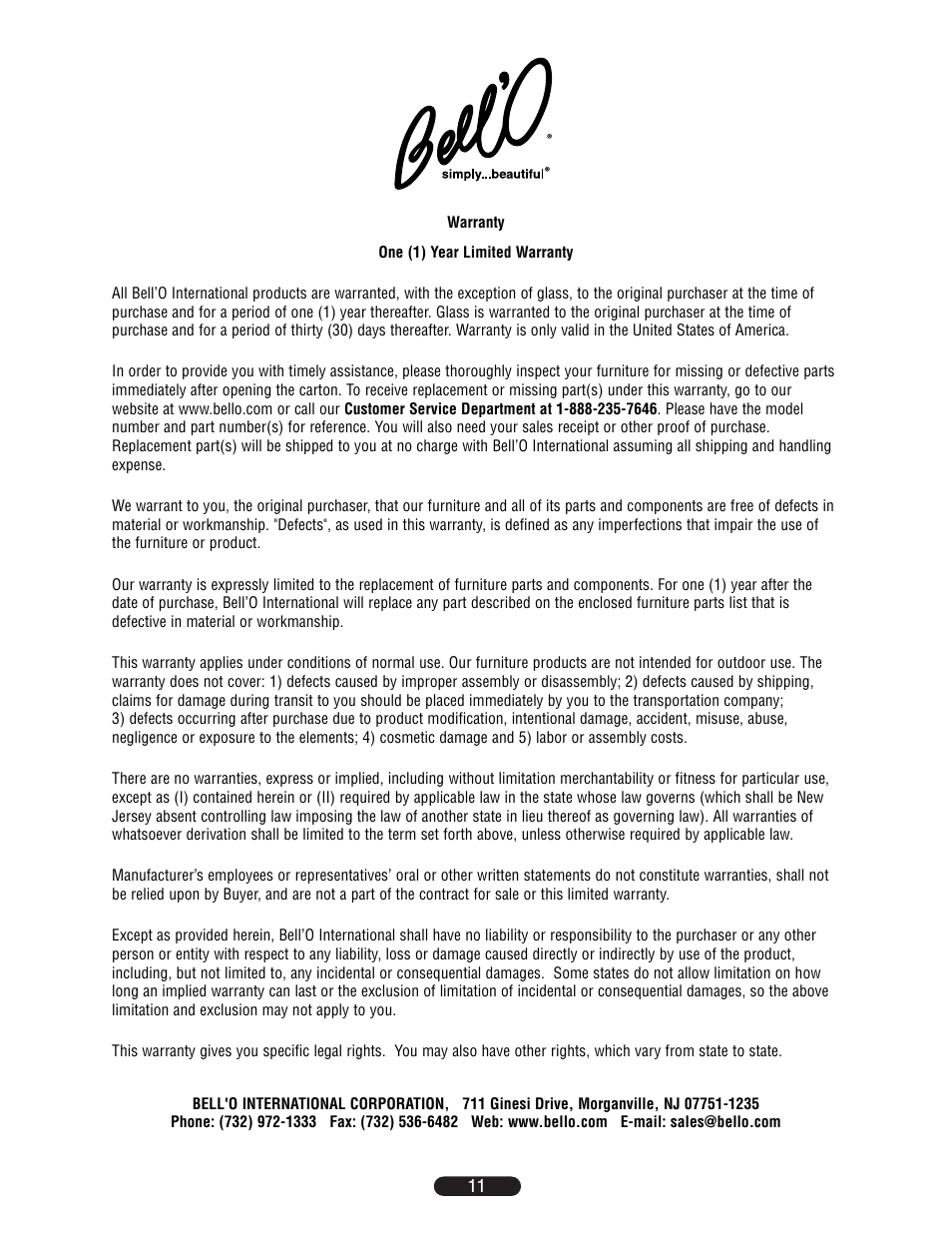 Bell'O AVS-4601HG User Manual | Page 11 / 12