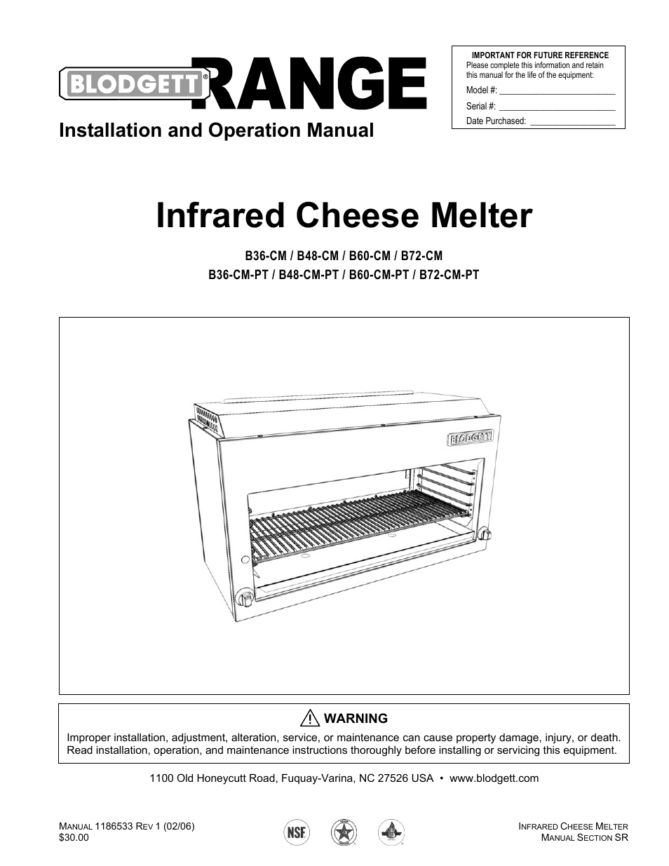 Blodgett B36-CM-PT User Manual | 28 pages