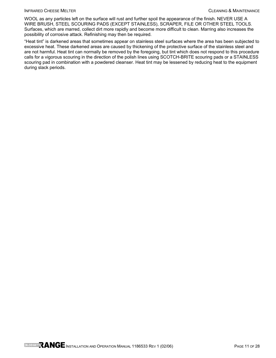 Blodgett B36-CM-PT User Manual | Page 11 / 28