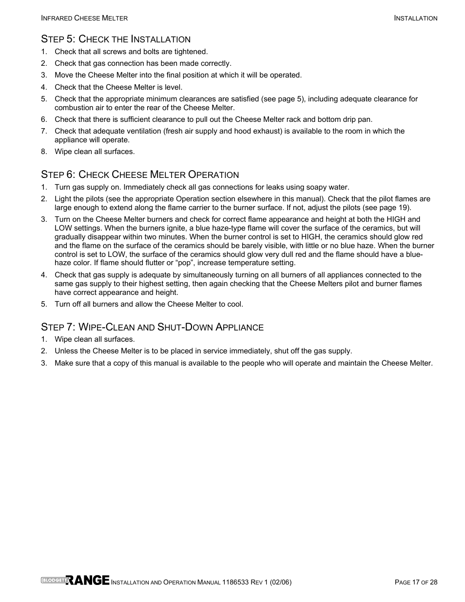 Blodgett B36-CM-PT User Manual | Page 17 / 28