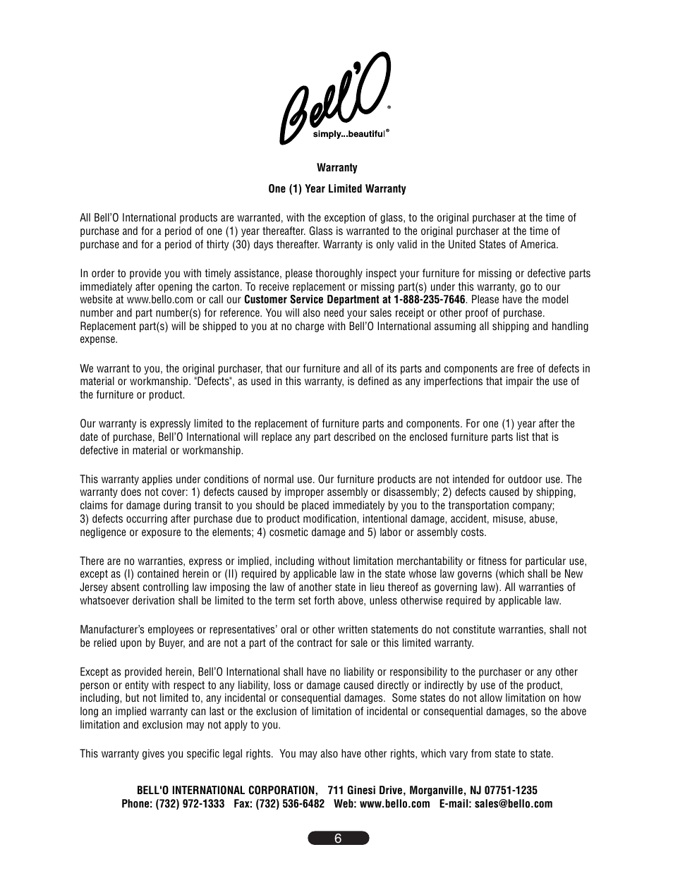 Bell'O PVS4208 User Manual | Page 7 / 8