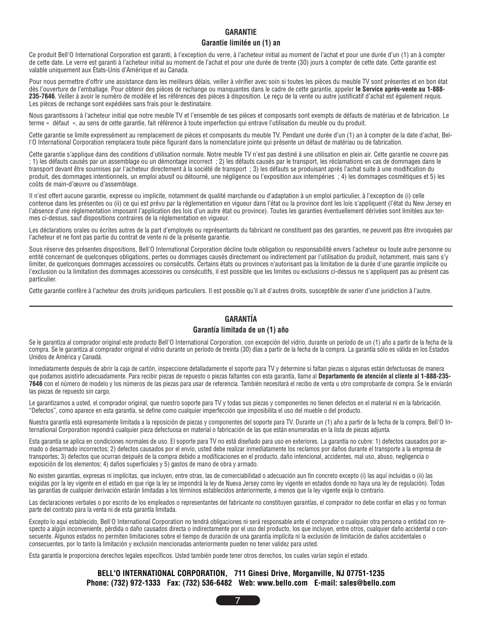 Bell'O PVS4208 User Manual | Page 8 / 8