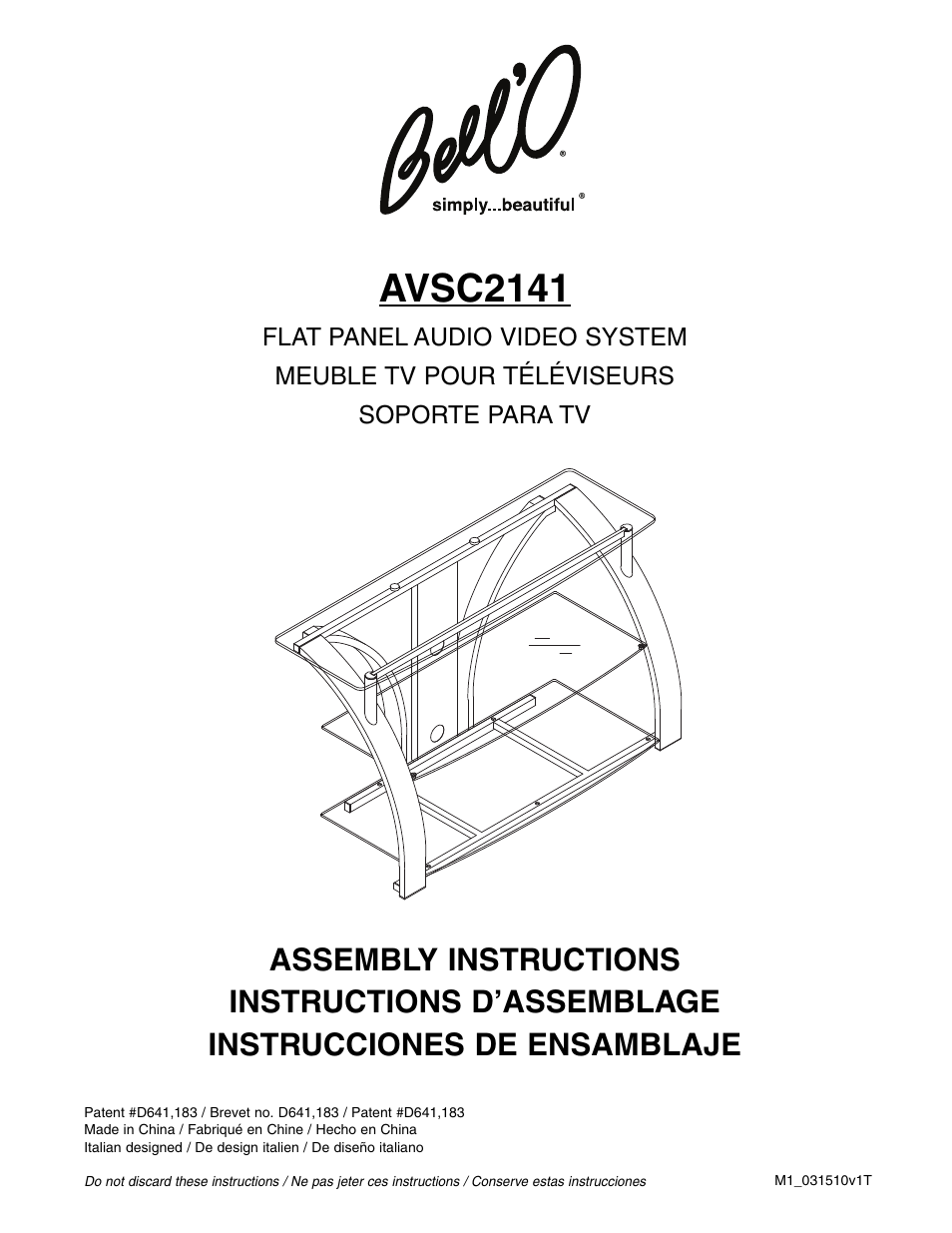 Bell'O AVSC2141-Mar1 User Manual | 8 pages