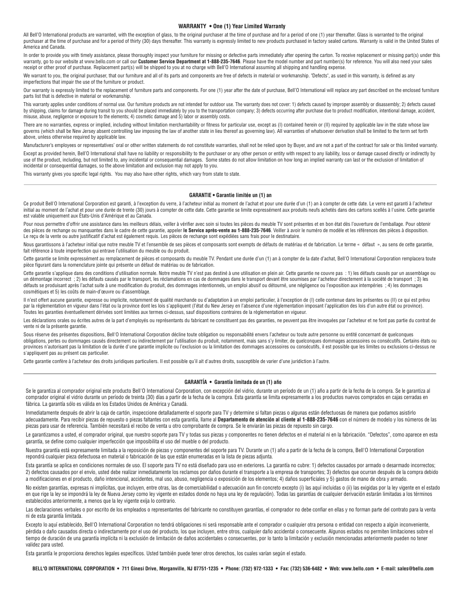 Bell'O AVSC2141-Mar1 User Manual | Page 8 / 8