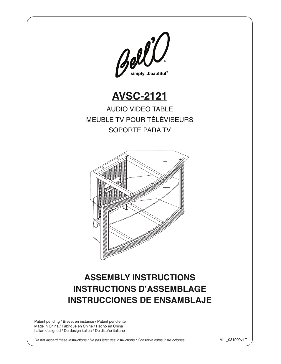 Bell'O AVSC-2121-Mar09 User Manual | 8 pages