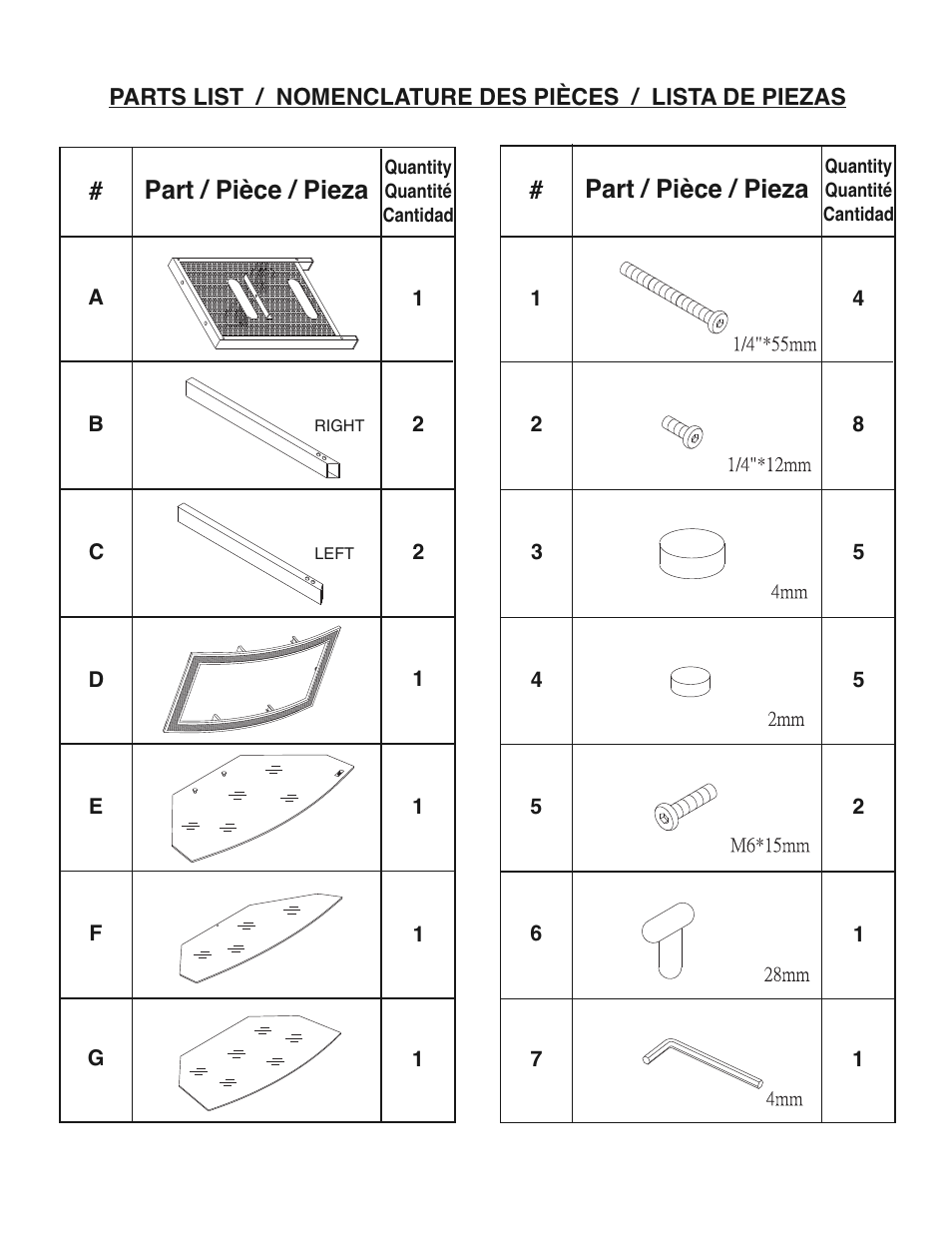 Part / pièce / pieza | Bell'O AVSC-2121-Mar09 User Manual | Page 2 / 8