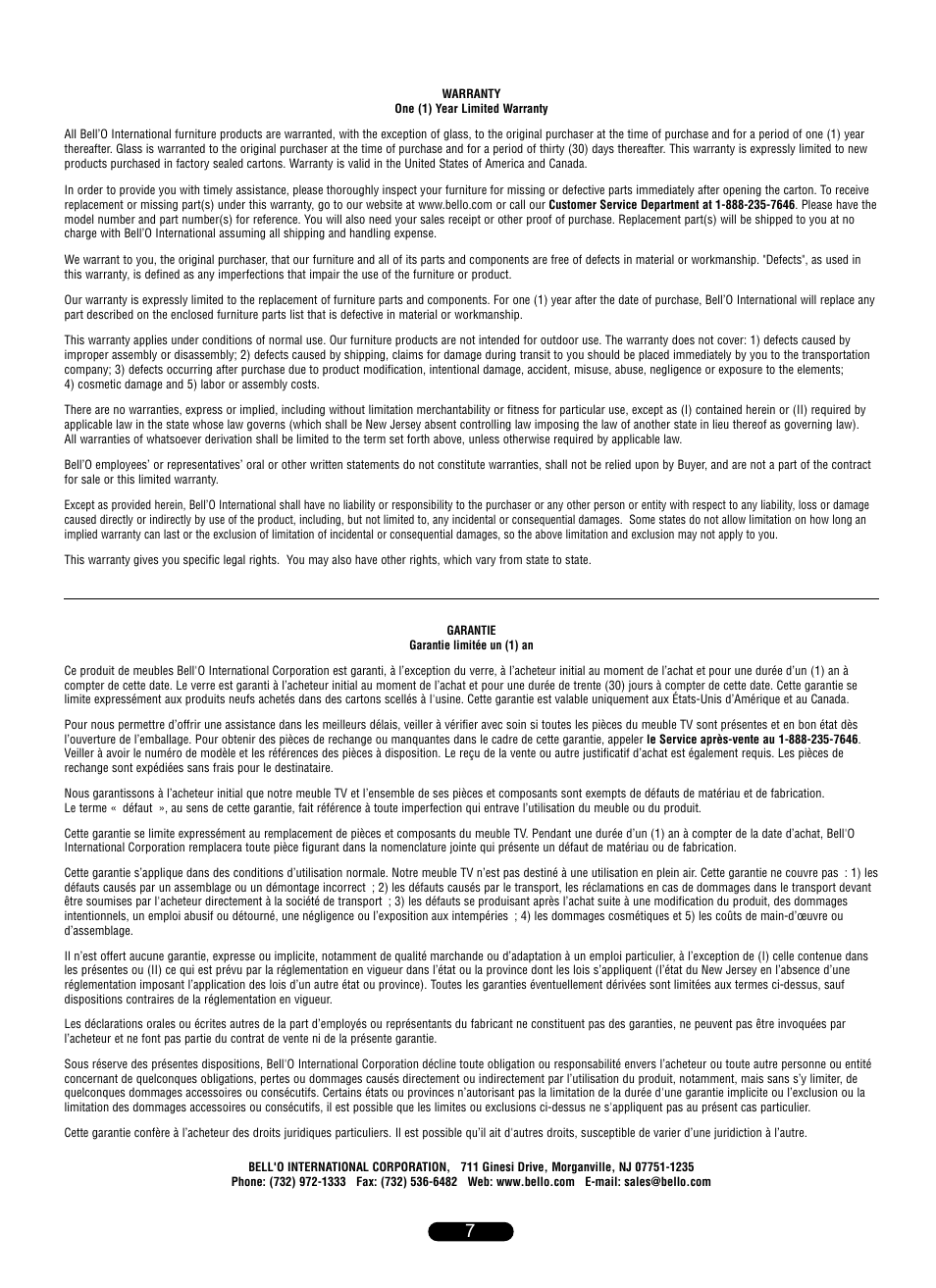Bell'O AVSC2176 User Manual | Page 7 / 8