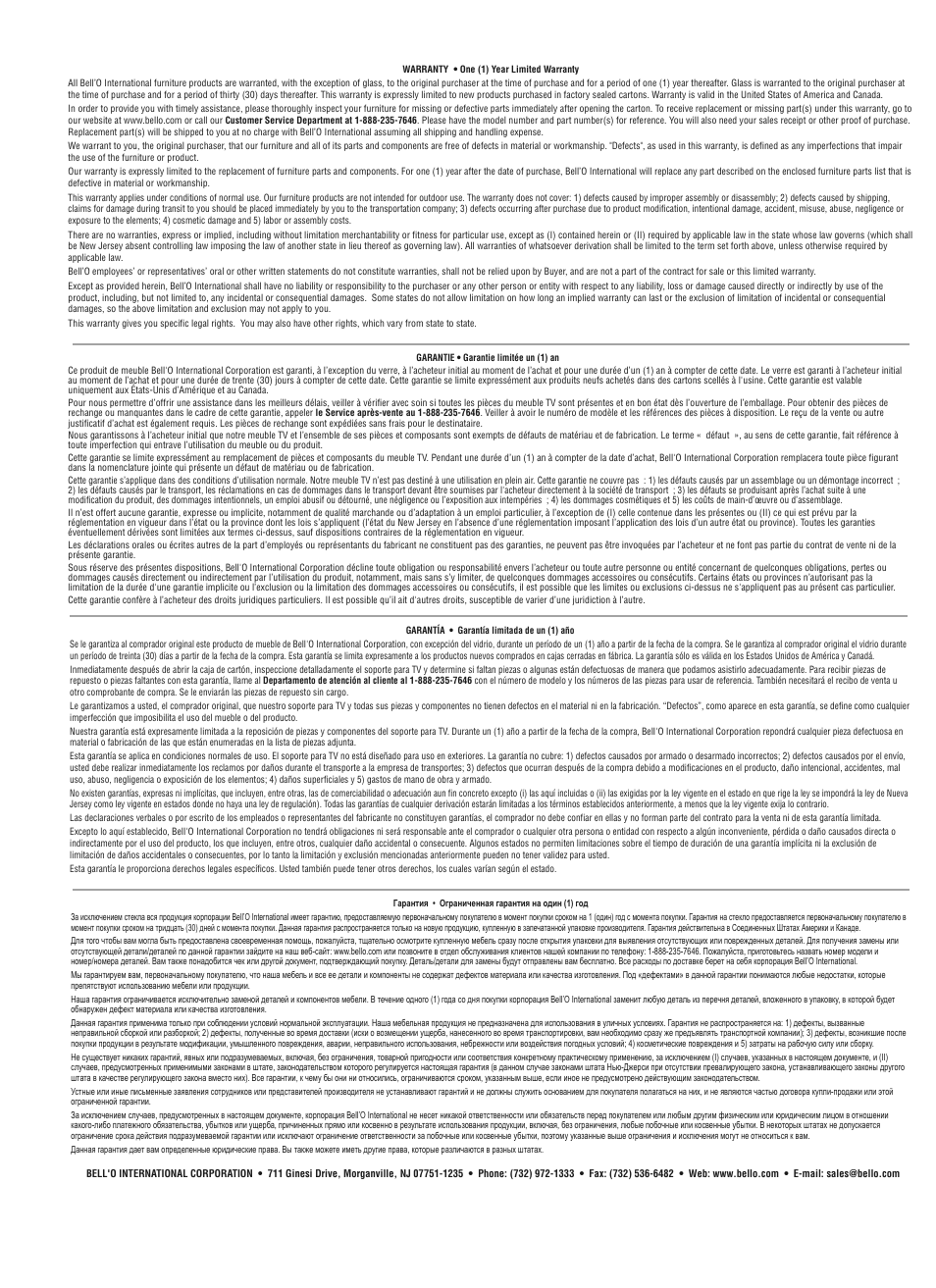 Bell'O CW347 User Manual | Page 8 / 8