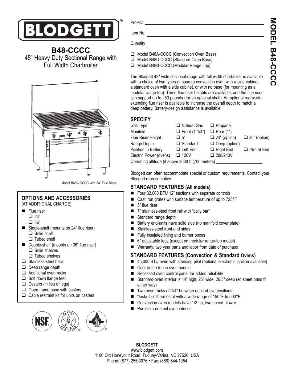 Blodgett B48D-CCCC User Manual | 2 pages