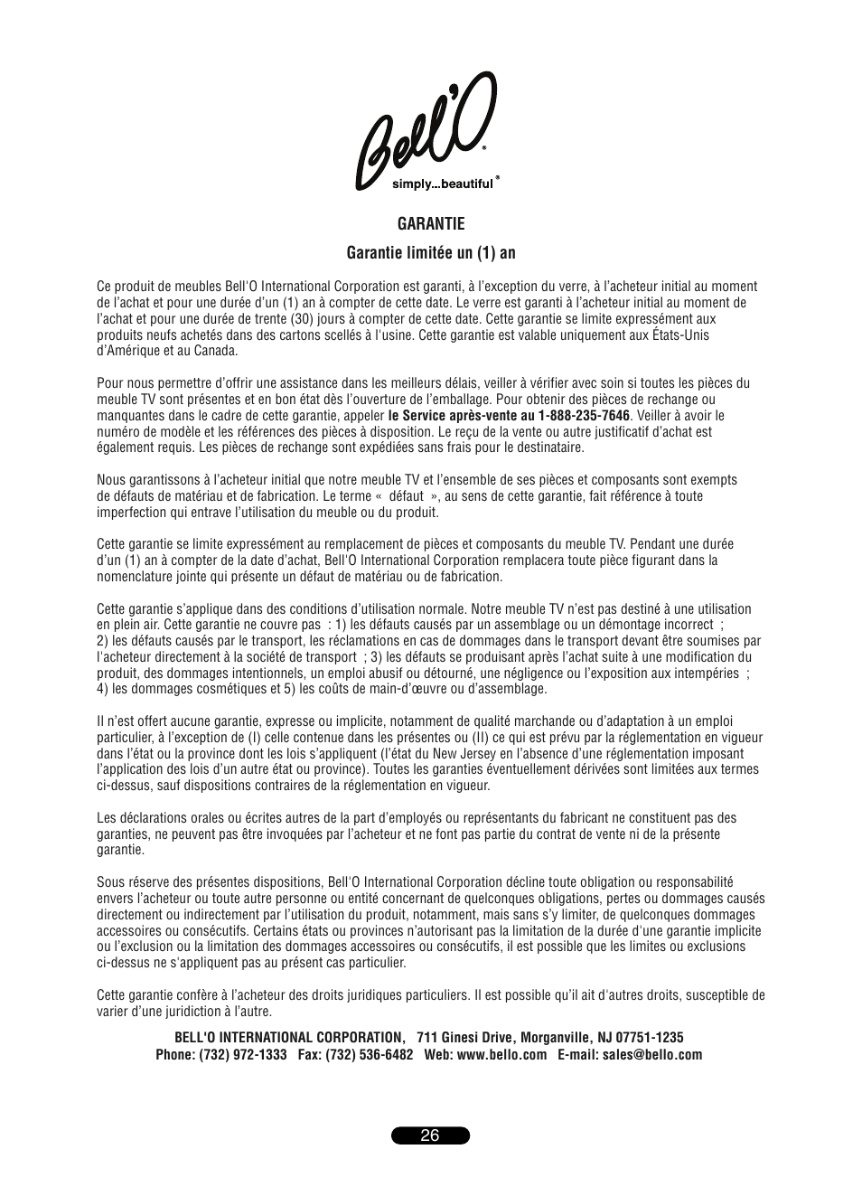 Bell'O TP4501 User Manual | Page 26 / 28