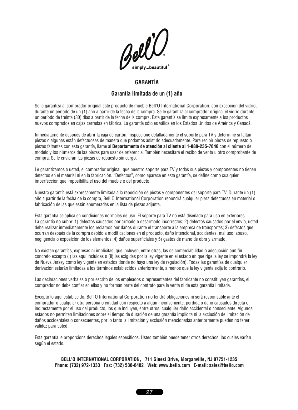 Bell'O TP4501 User Manual | Page 27 / 28