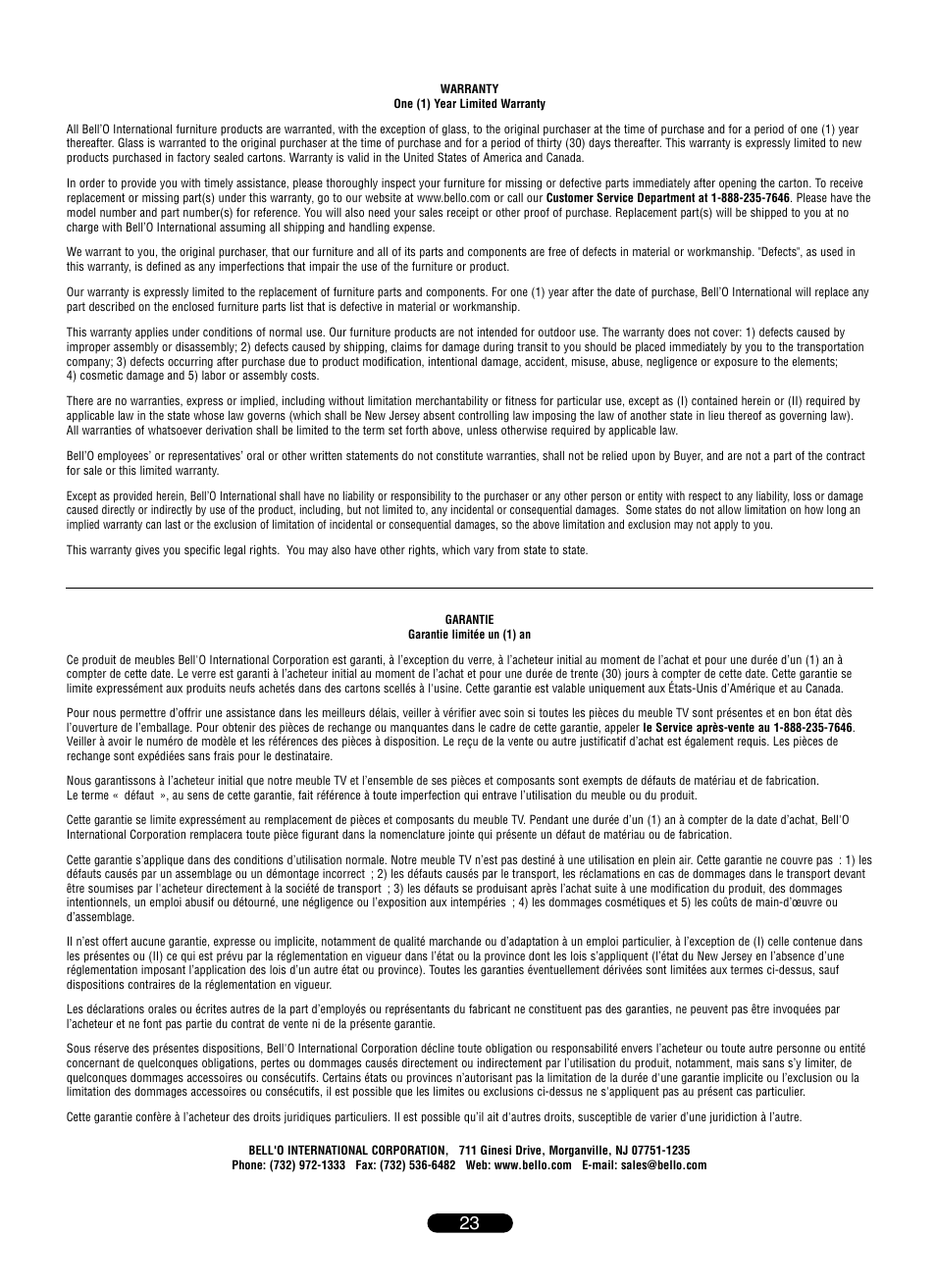 Bell'O TPC2143 User Manual | Page 23 / 24