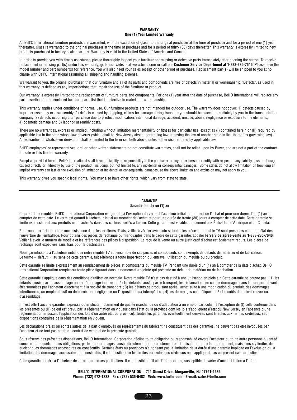 Bell'O TP4444 User Manual | Page 23 / 24
