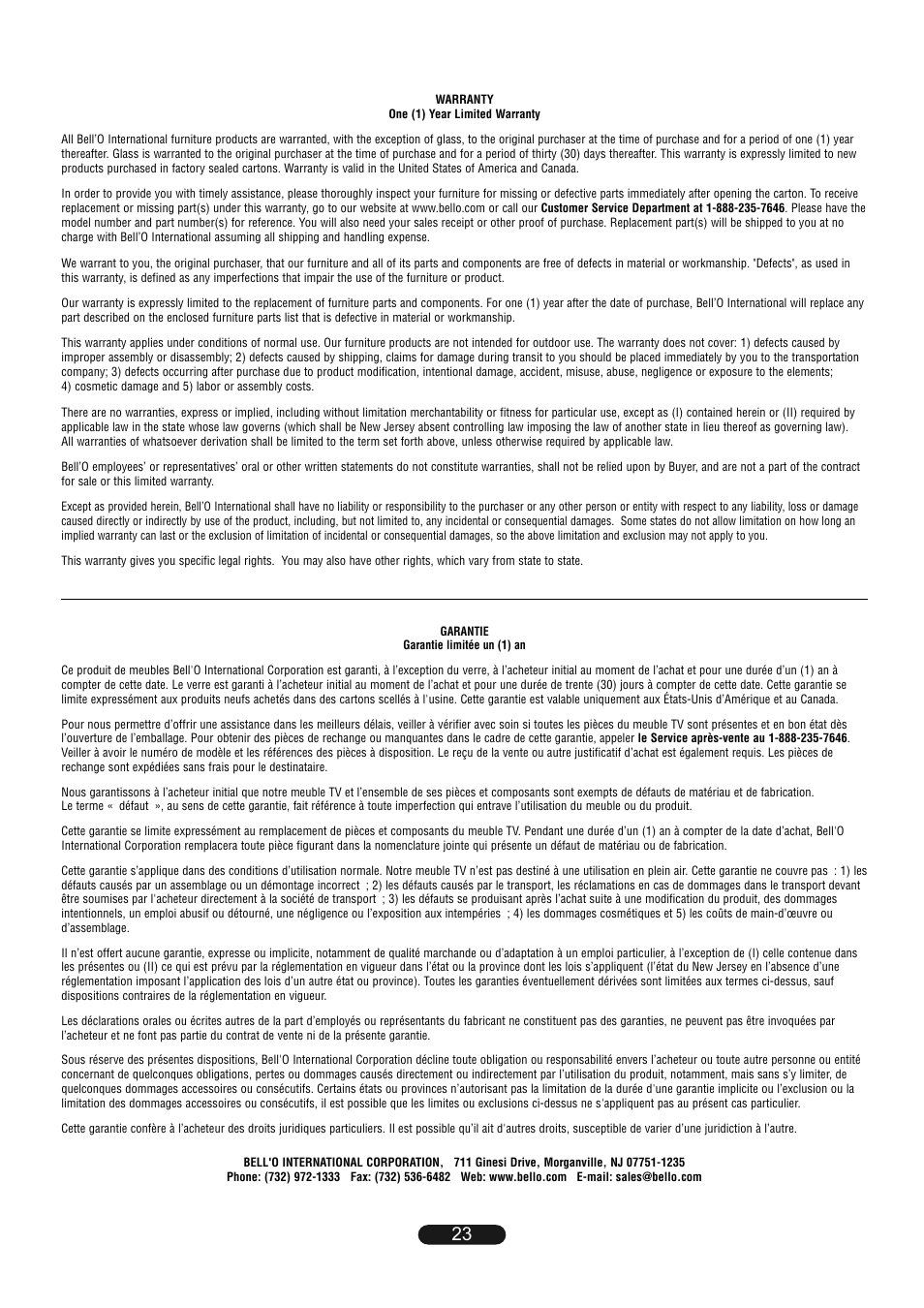 Bell'O TP4452 User Manual | Page 23 / 24