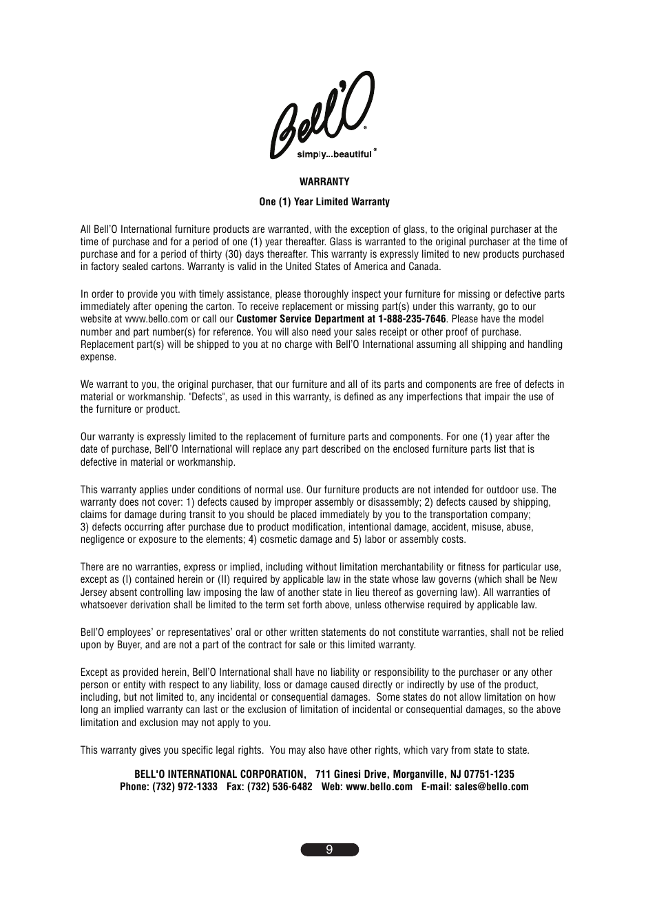 Bell'O 7901B User Manual | Page 9 / 12
