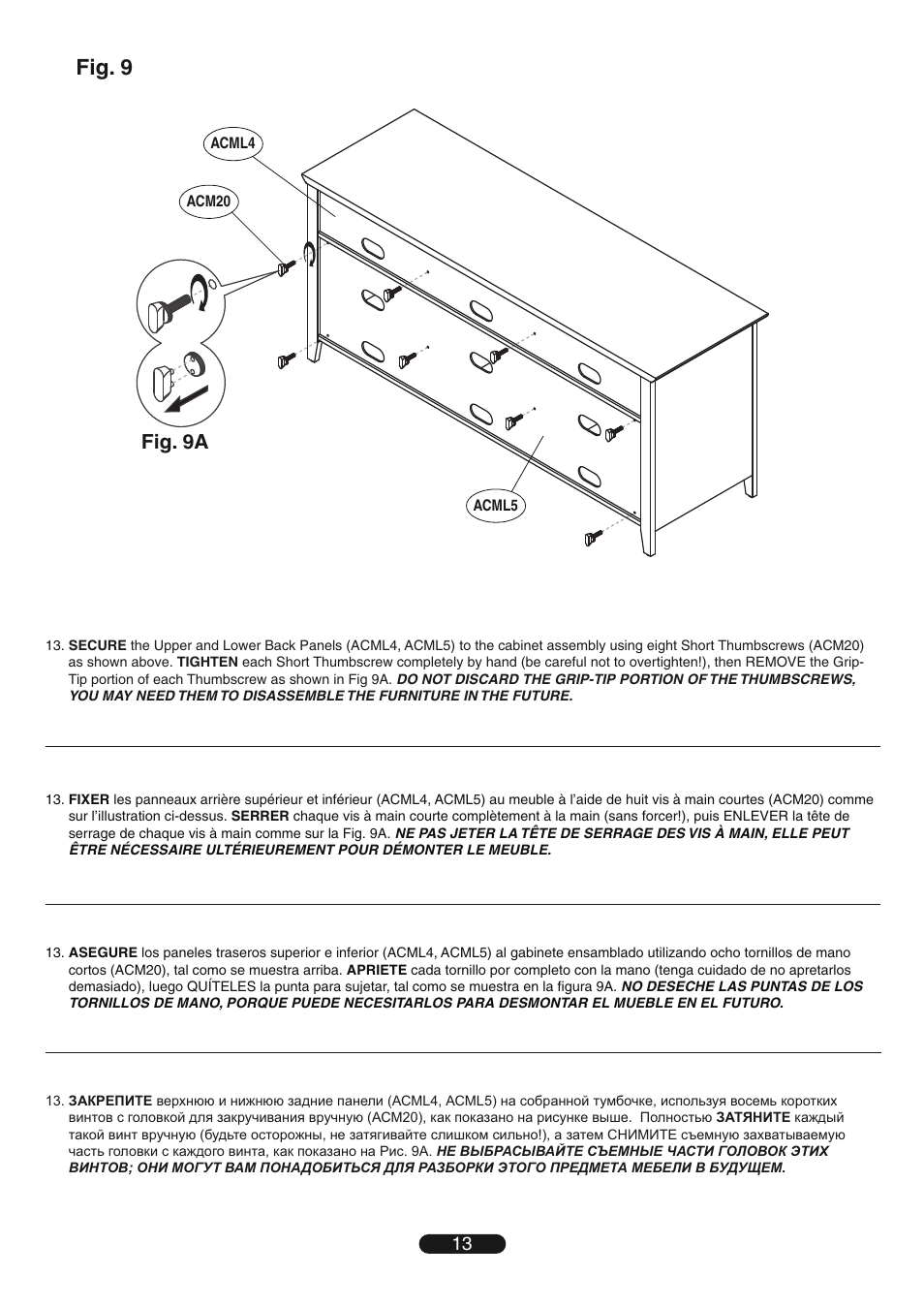 Fig. 9, Fig. 9a | Bell'O WAVS99163-Oct13 User Manual | Page 13 / 20