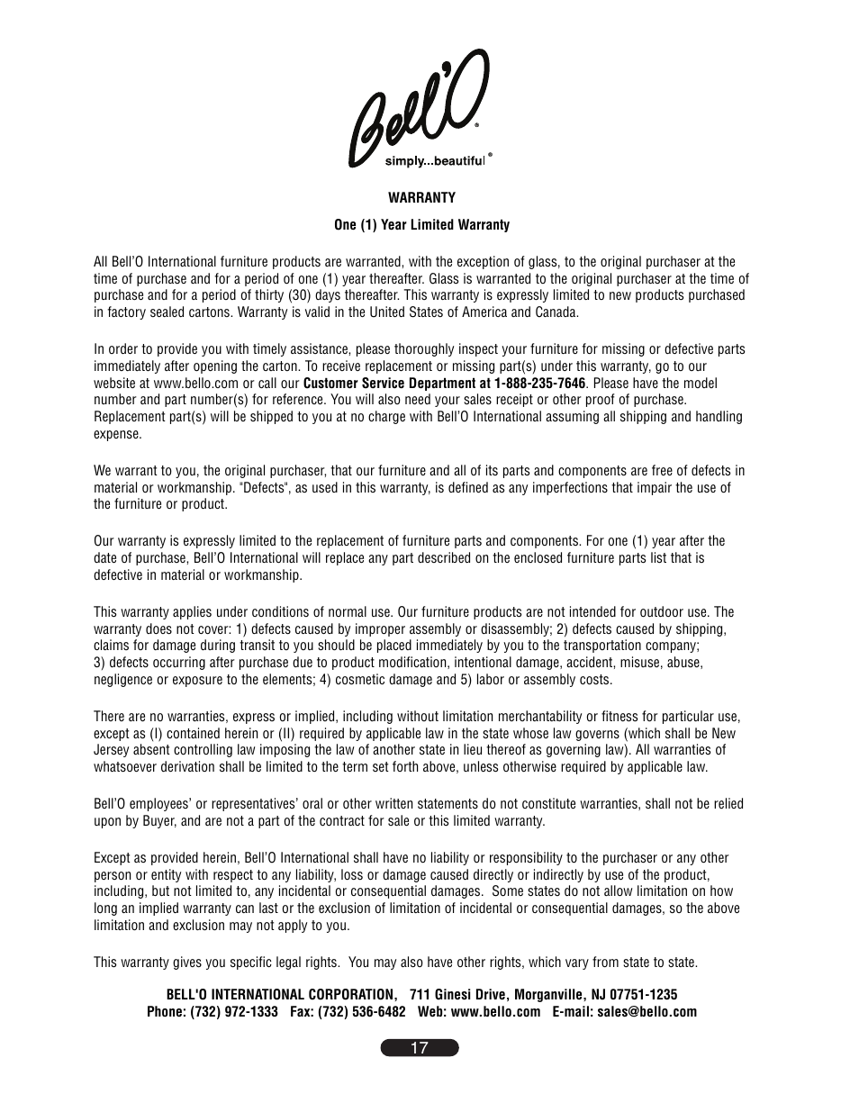 Bell'O WAVS99144 User Manual | Page 17 / 20