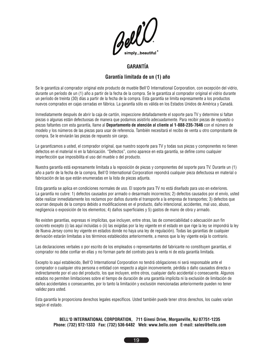 Bell'O WAVS99144 User Manual | Page 19 / 20