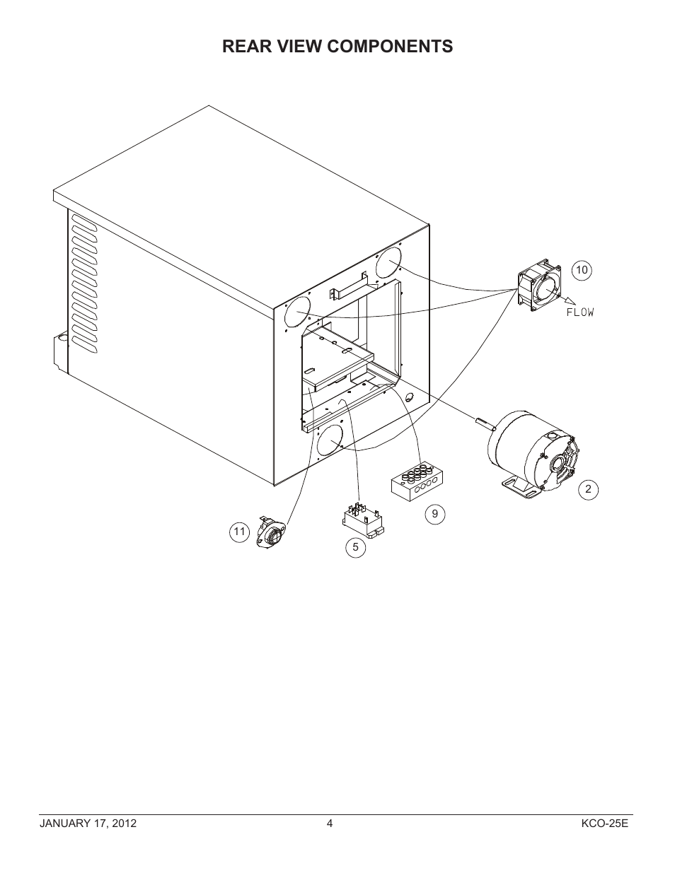 Rear view components | Blodgett KCO-25E User Manual | Page 4 / 6