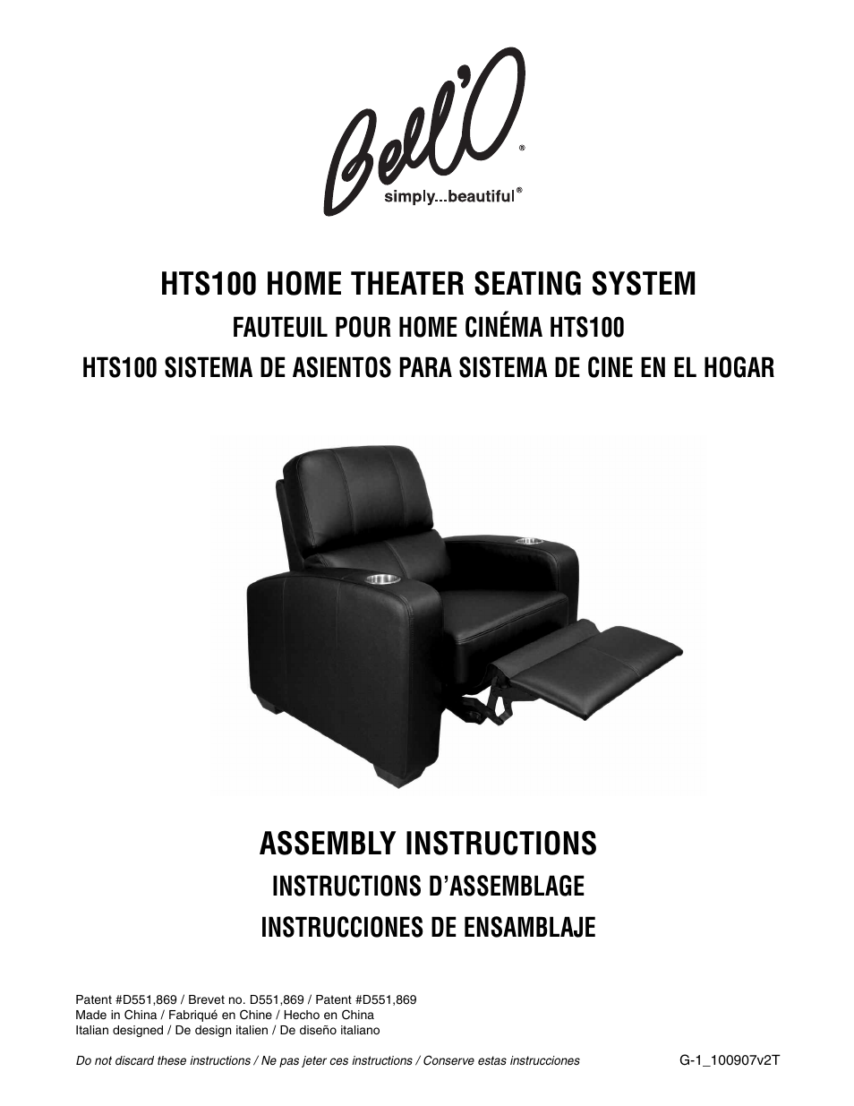 Bell'O HTS100-Oct07 User Manual | 7 pages