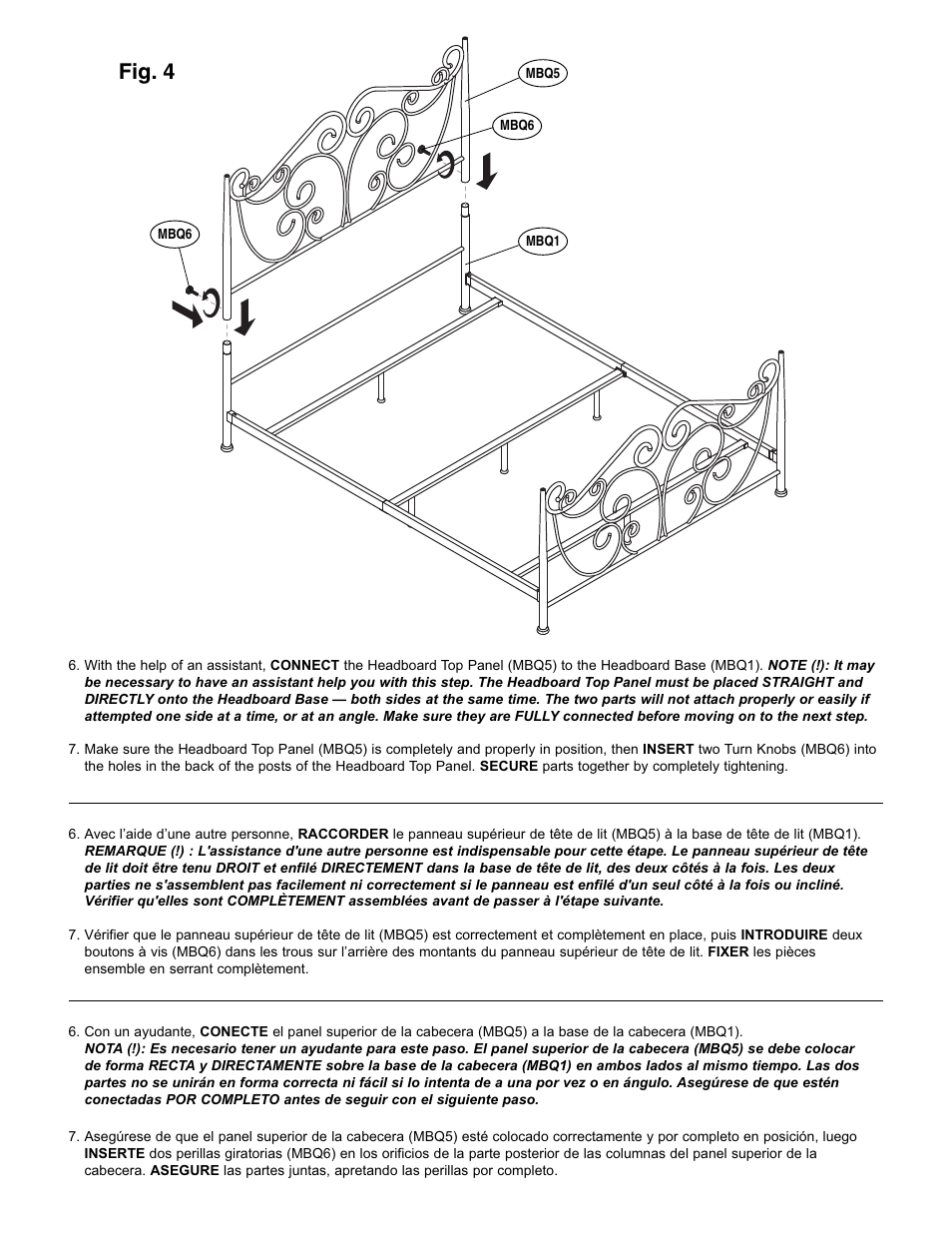 Fig. 4 | Bell'O B538QDB Queen Size User Manual | Page 7 / 11