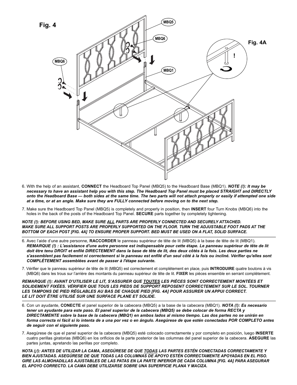 Fig. 4, Fig. 4a | Bell'O B540QEB Queen Size User Manual | Page 7 / 8