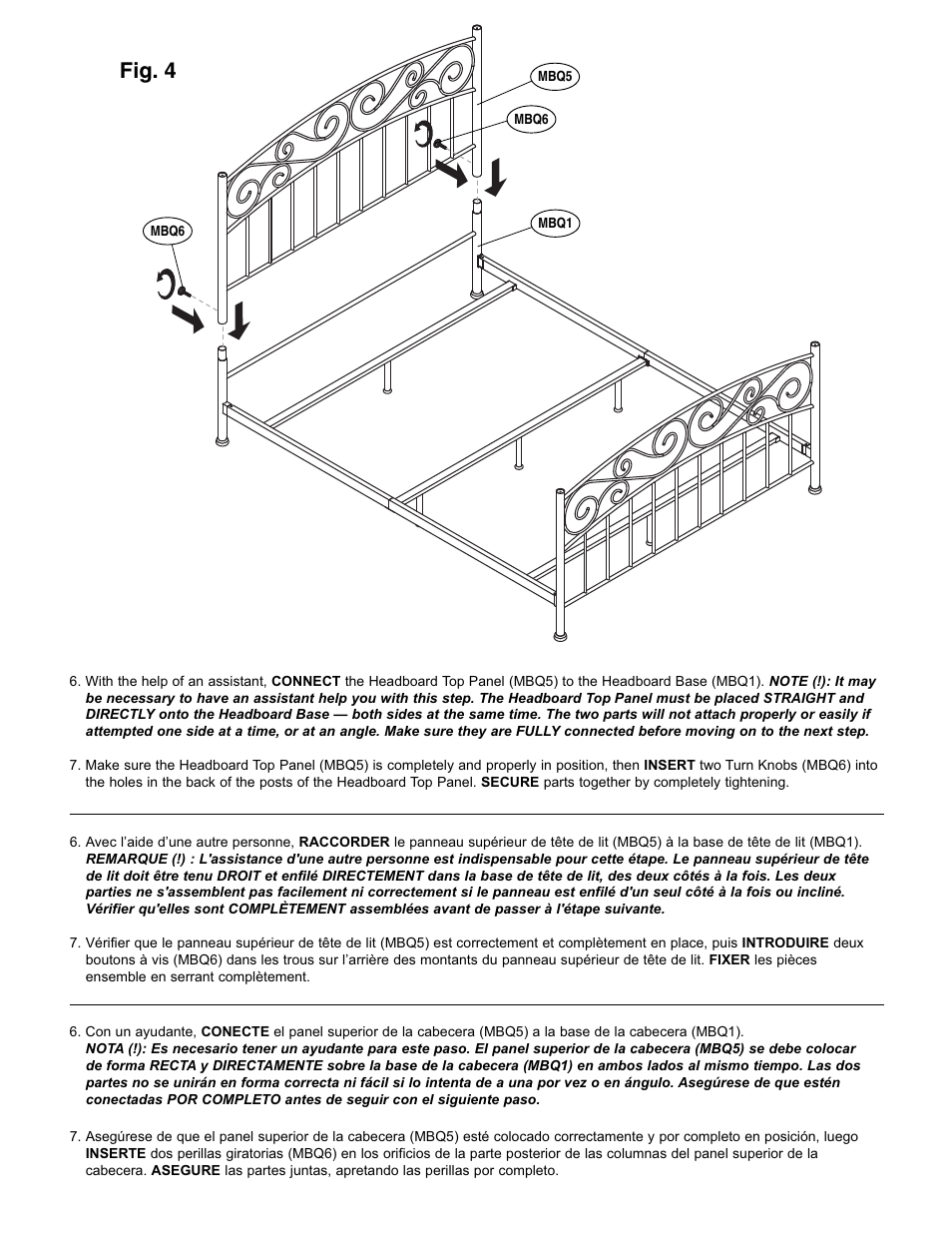 Fig. 4 | Bell'O B544KDB Queen Size User Manual | Page 7 / 11