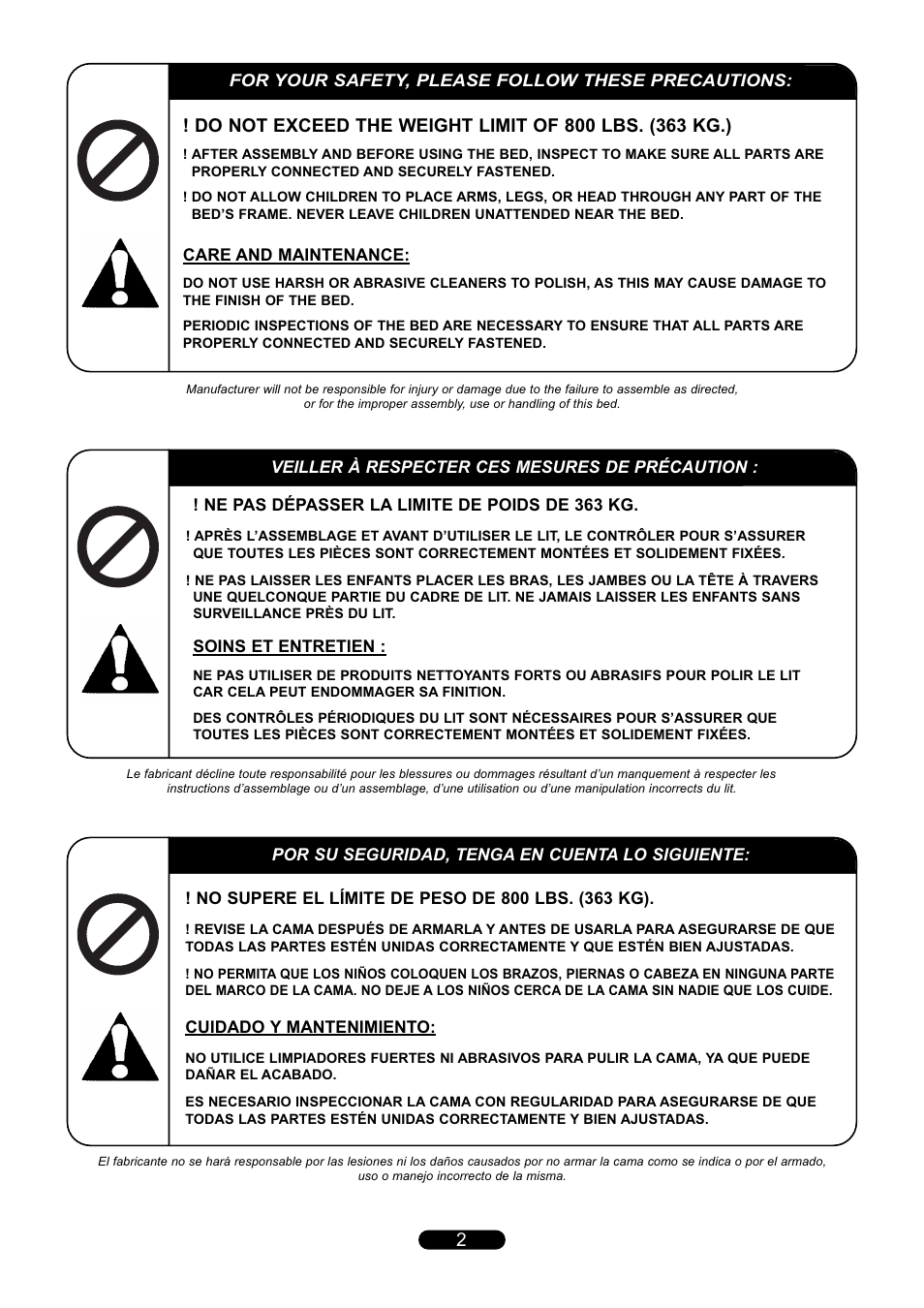 Bell'O B567KAB King Size User Manual | Page 2 / 8