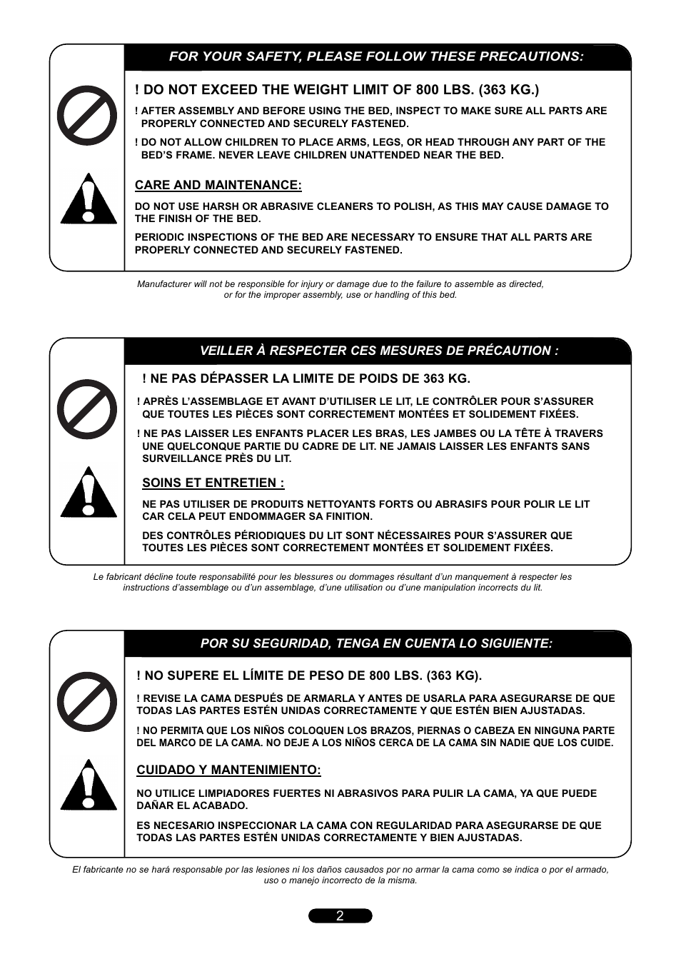 Bell'O B591KCB Queen Size User Manual | Page 2 / 12