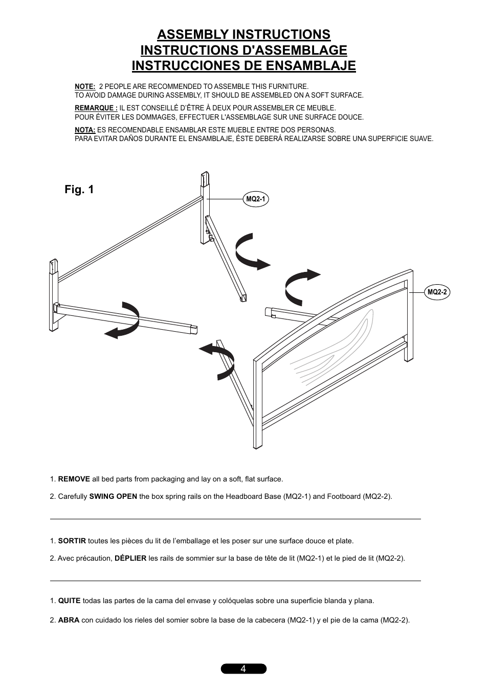 Fig. 1 | Bell'O B594KMB Queen Size User Manual | Page 4 / 8