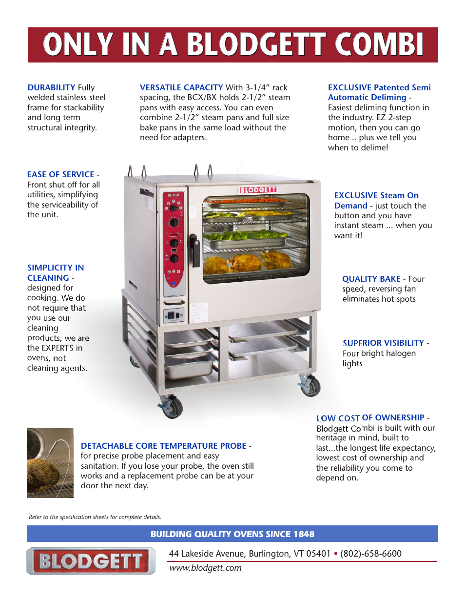 Only in a blodgett combi | Blodgett BCX -14 User Manual | Page 2 / 2