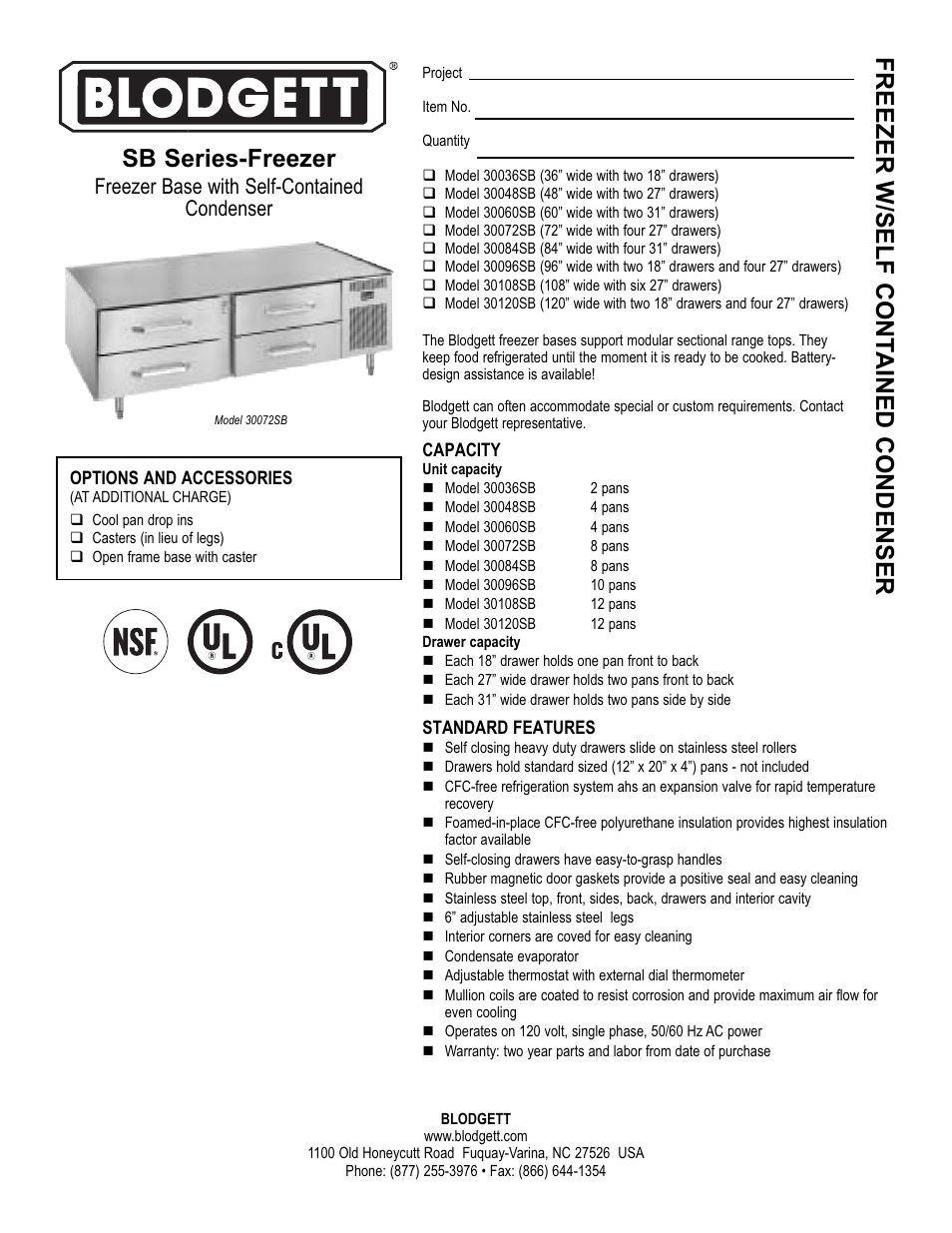 Blodgett 30084SB User Manual | 2 pages