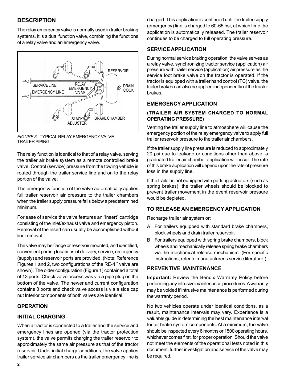 Bendix Commercial Vehicle Systems RE-4 RELAY EMERGENCY VALVE User Manual | Page 2 / 4