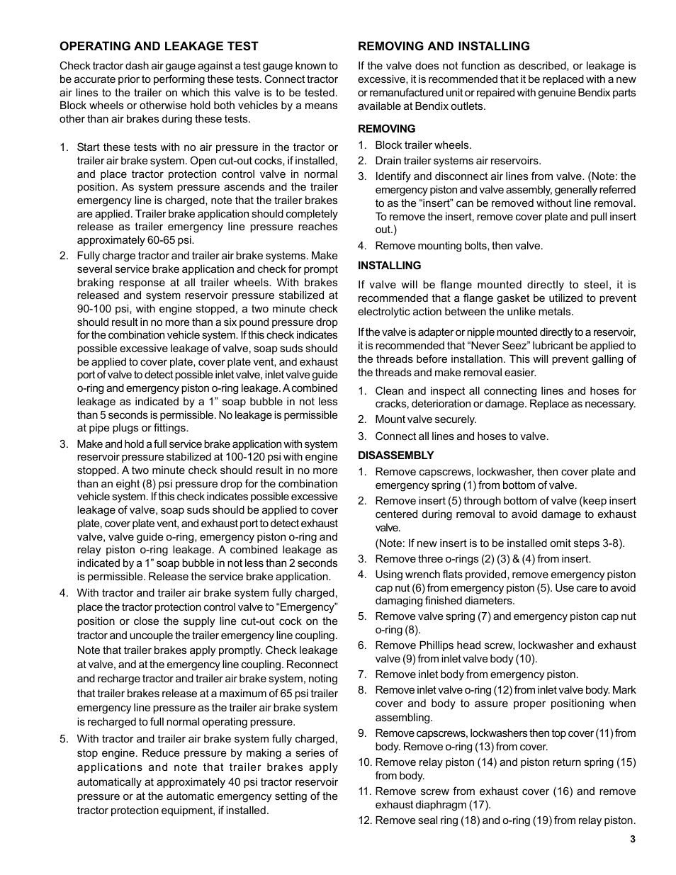 Bendix Commercial Vehicle Systems RE-4 RELAY EMERGENCY VALVE User Manual | Page 3 / 4
