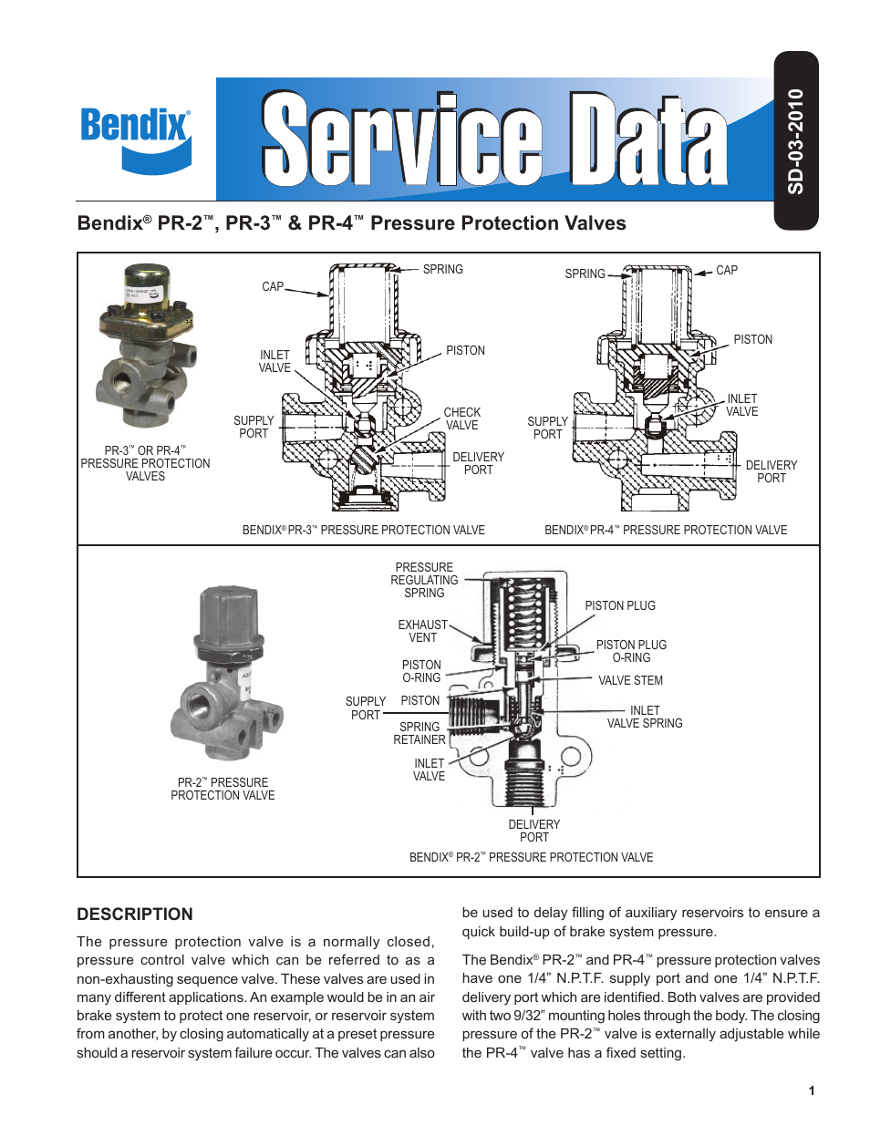 Bendix Commercial Vehicle Systems PRESSURE PROTECTION VALVES User Manual | 4 pages