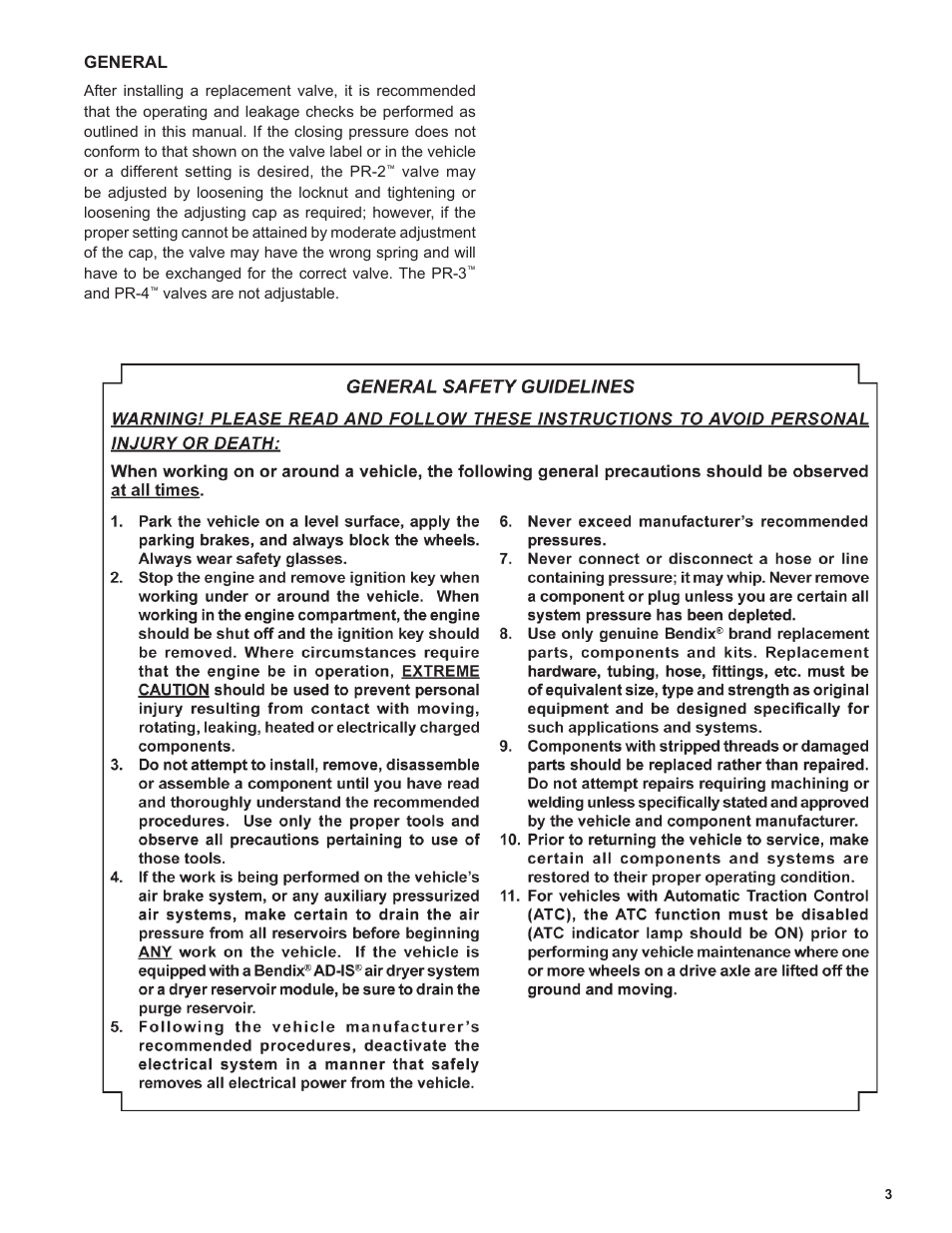 General | Bendix Commercial Vehicle Systems PRESSURE PROTECTION VALVES User Manual | Page 3 / 4