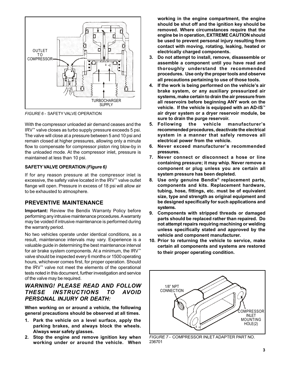 Preventive maintenance | Bendix Commercial Vehicle Systems INLET REG VALVE COMP 3/04 User Manual | Page 3 / 6