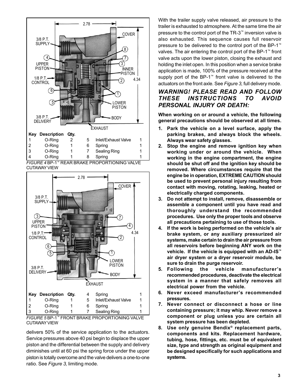 Bendix Commercial Vehicle Systems BP-1 BRAKE PROPORTIONING VALVES User Manual | Page 3 / 6