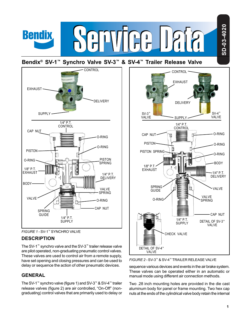 Bendix Commercial Vehicle Systems SV-1 SYNCHRO/SV-3 TRAILER RELEASE User Manual | 6 pages