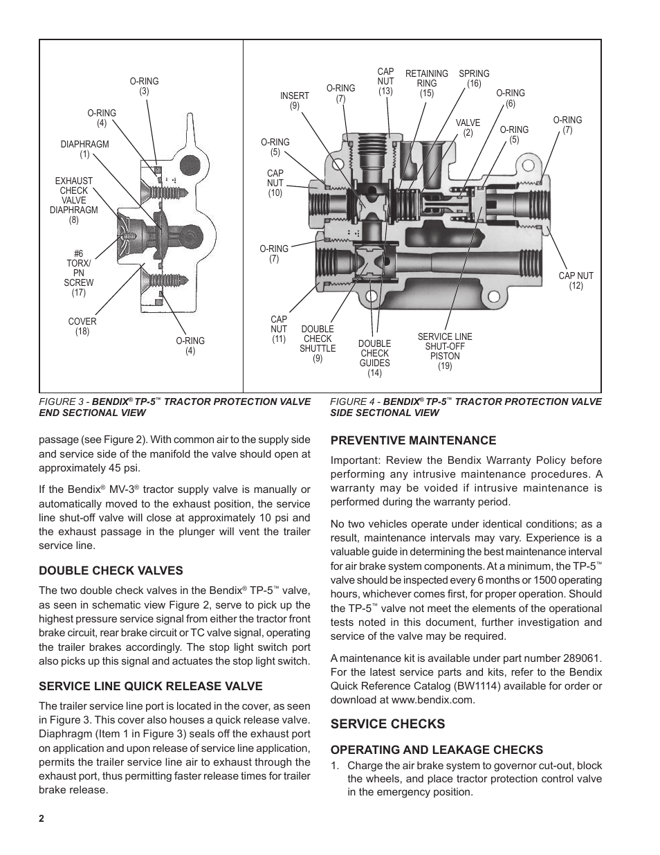 Service checks | Bendix Commercial Vehicle Systems TP-5 TRACTOR PROTECTION VALVE 5/11 User Manual | Page 2 / 4