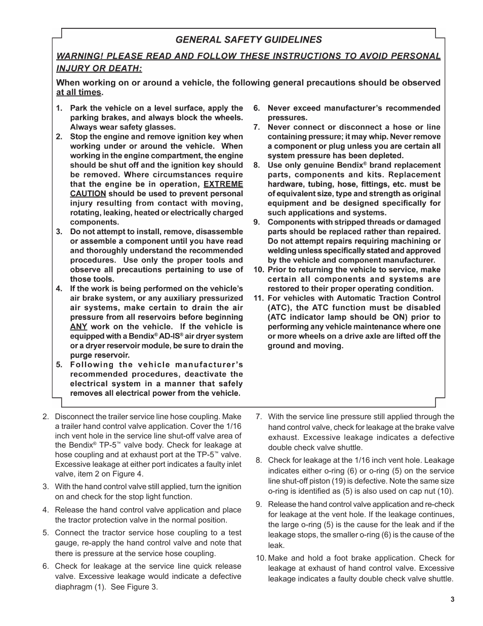 Bendix Commercial Vehicle Systems TP-5 TRACTOR PROTECTION VALVE 5/11 User Manual | Page 3 / 4