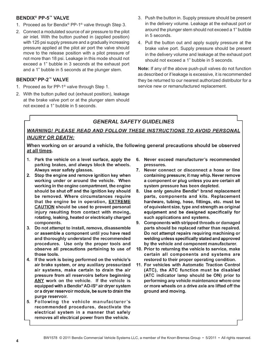 Bendix Commercial Vehicle Systems RD-3 PUSH-PULL VALVES User Manual | Page 4 / 4