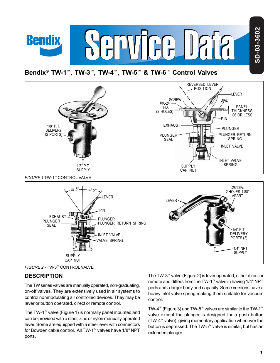 Bendix Commercial Vehicle Systems TW-6 CONTROL VALVES 3/04 User Manual | 4 pages