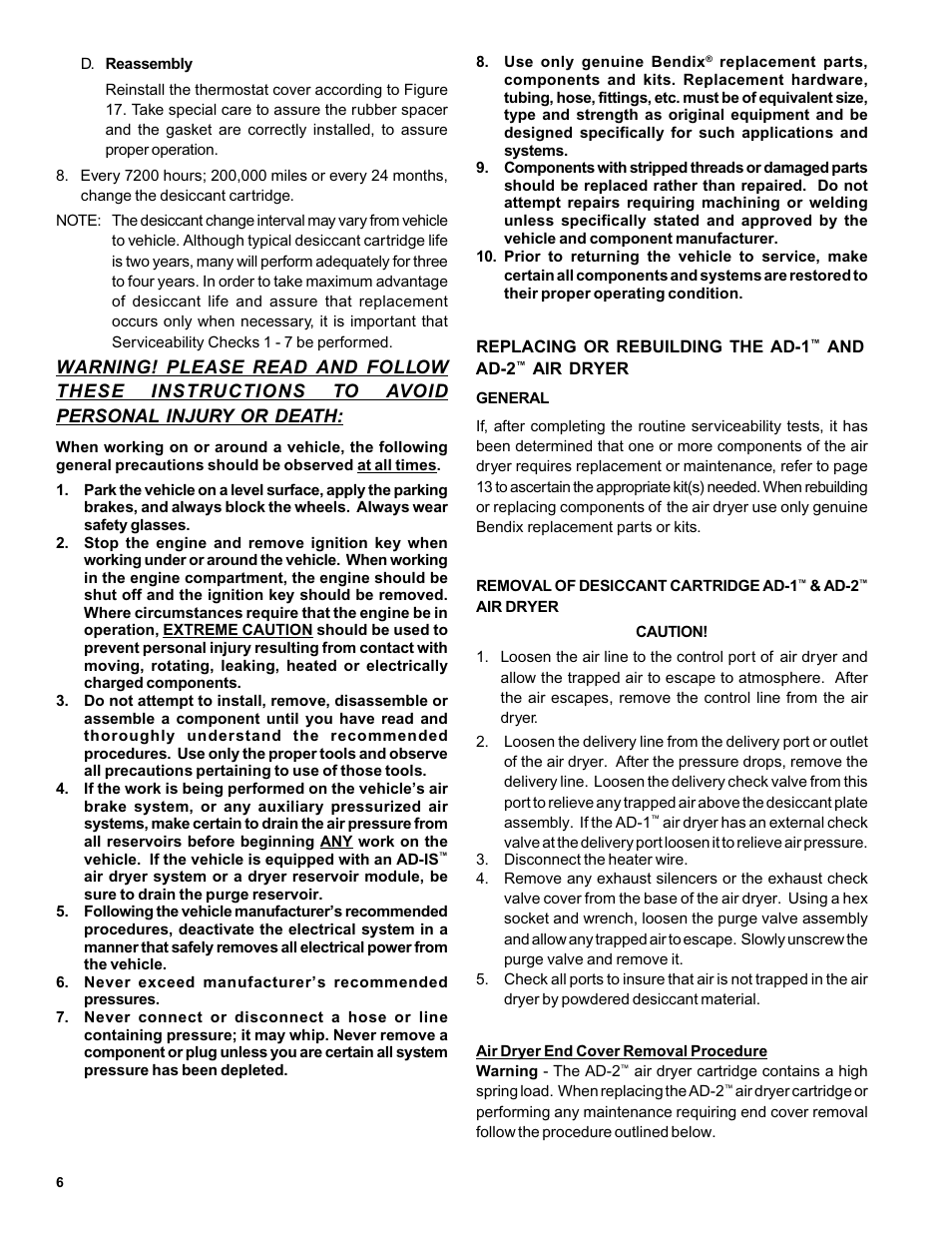 Bendix Commercial Vehicle Systems AD-2 AIR DRYERS 7/04 User Manual | Page 6 / 16