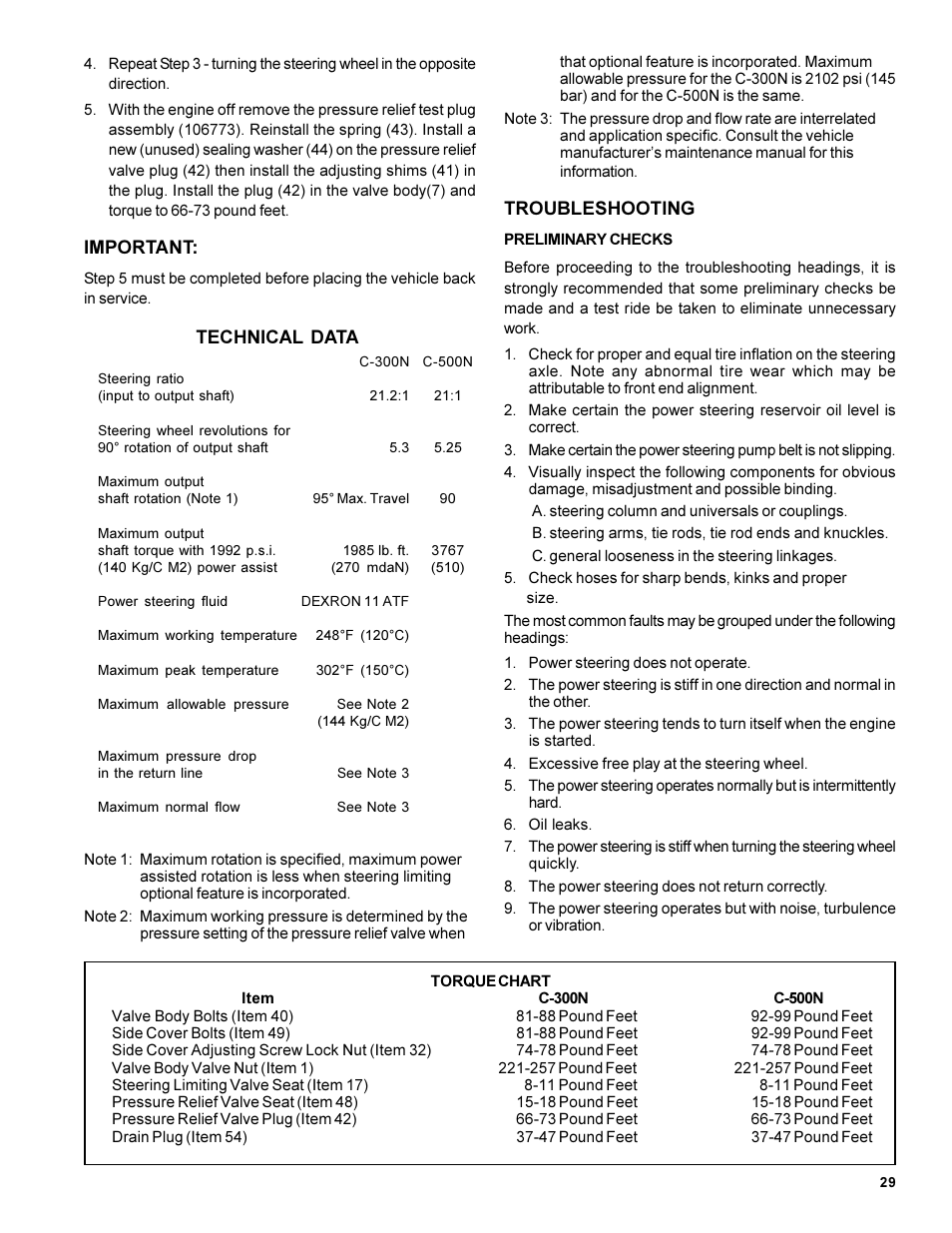 Bendix Commercial Vehicle Systems C-300N HYDRAULIC POWER STEERING1/99 User Manual | Page 29 / 31