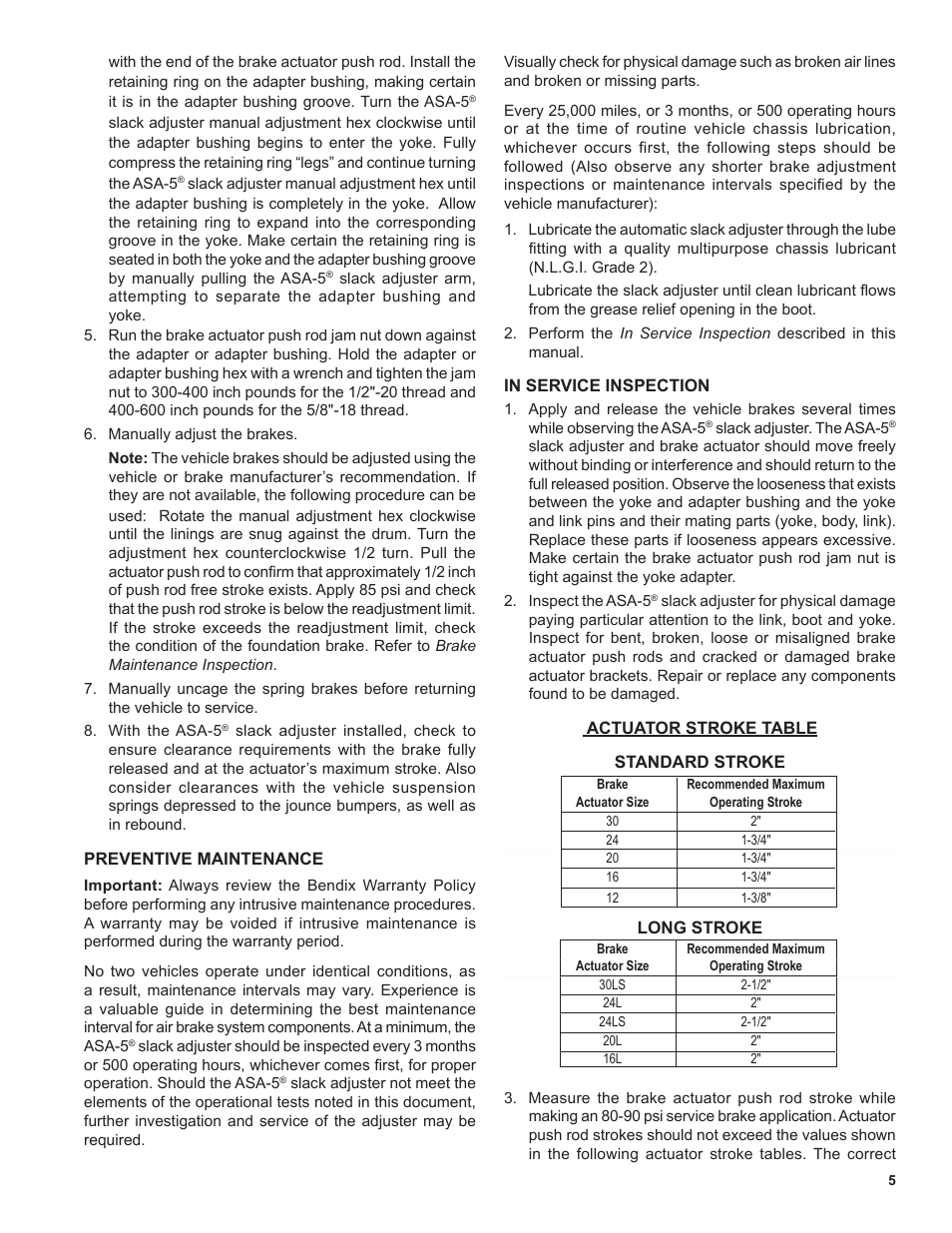 Bendix Commercial Vehicle Systems ASA-5 AUTOMATIC SLACK ADJUSTER 2/11 User Manual | Page 5 / 12