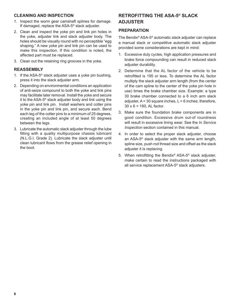 Retrofitting the asa-5, Slack adjuster | Bendix Commercial Vehicle Systems ASA-5 AUTOMATIC SLACK ADJUSTER 2/11 User Manual | Page 8 / 12