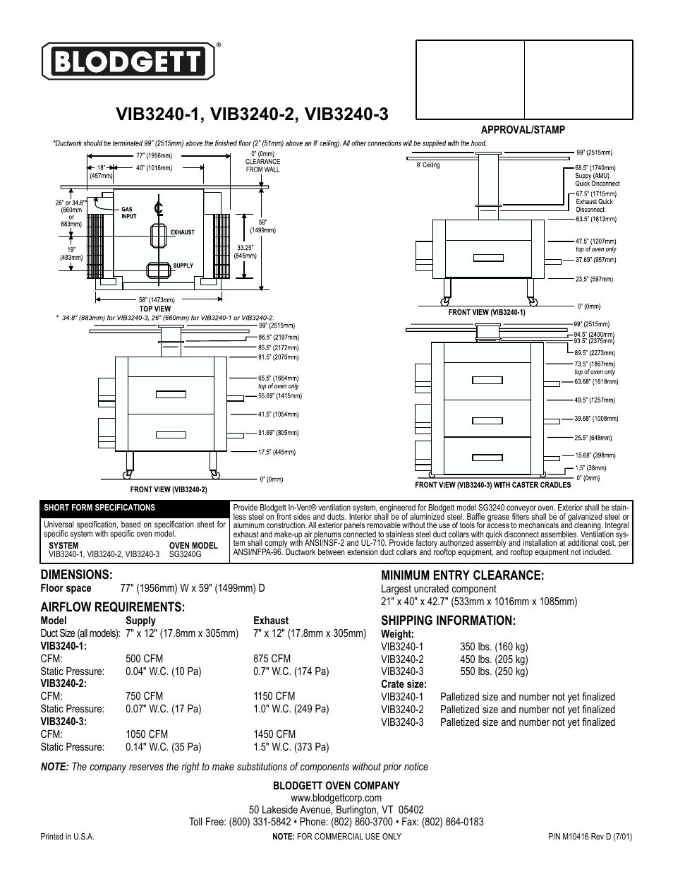 Blodgett VIB3240-1 User Manual | Page 2 / 2